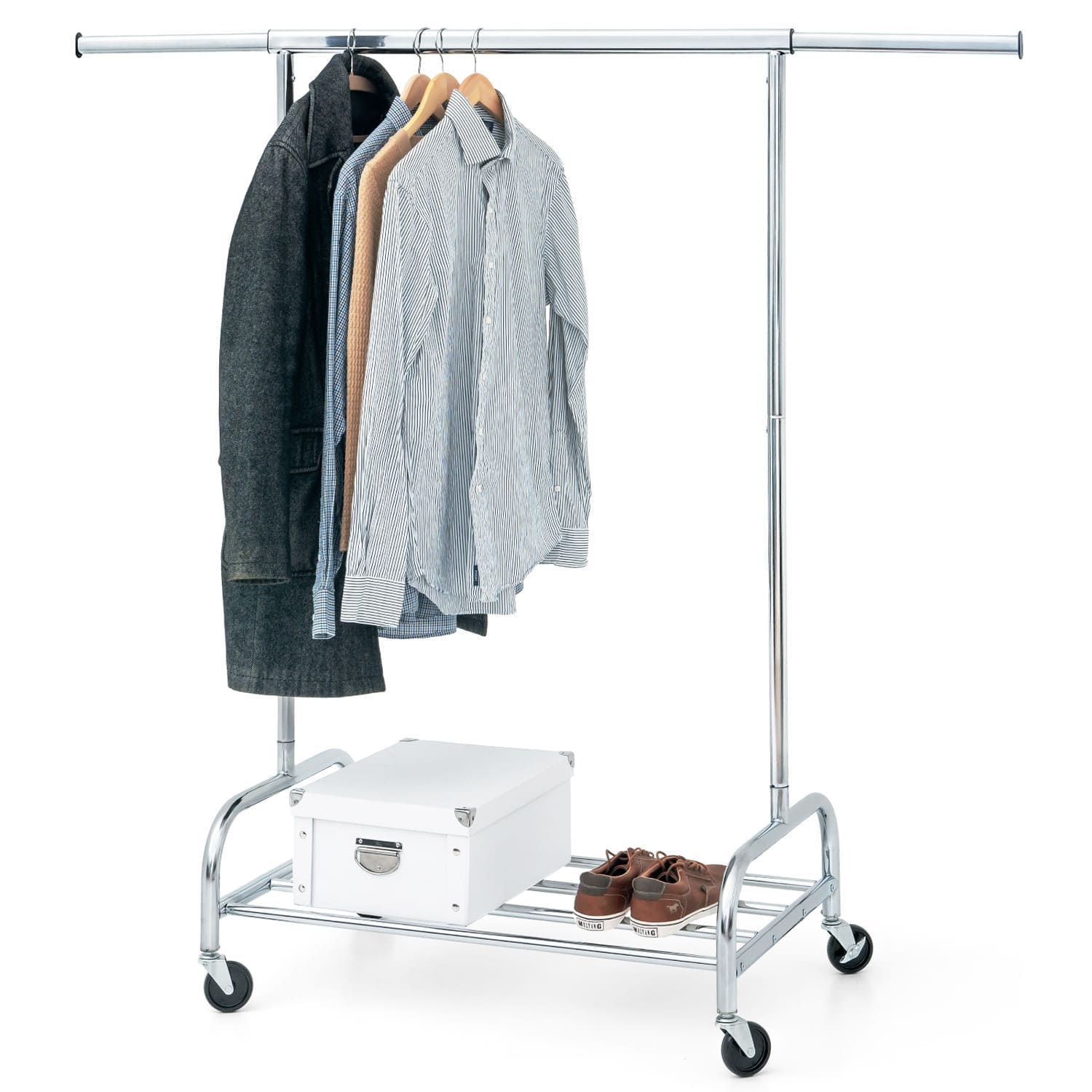 Clothes Rail, Heavy-Duty Clothes Rail, Extandable Clothes Rail, Clothes Rail on Wheels, with Shelf, Tatkraft Tiger, 11