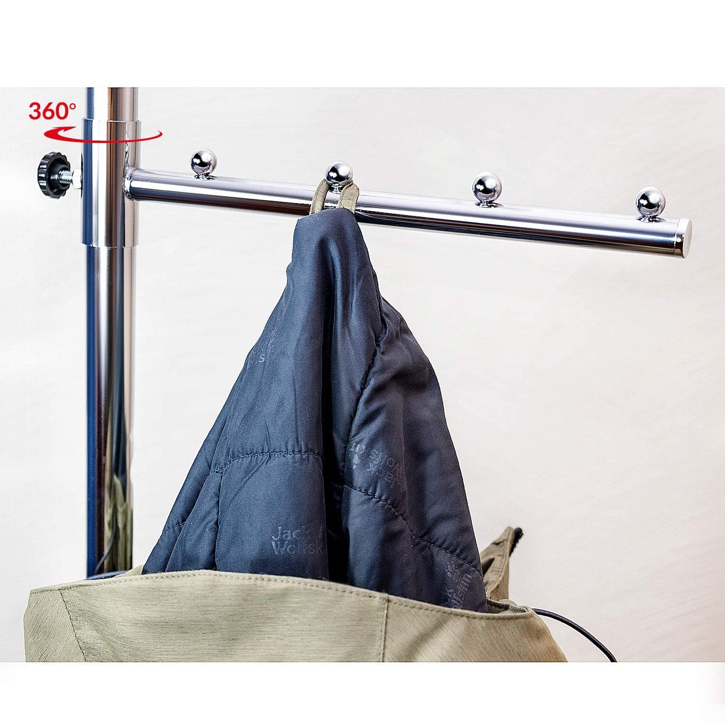 Heavy Duty Adjustable Clothes Rail, Rolling Garment, Extendable Length and Height, Chromed Steel, Tatkraft Falcon, 5