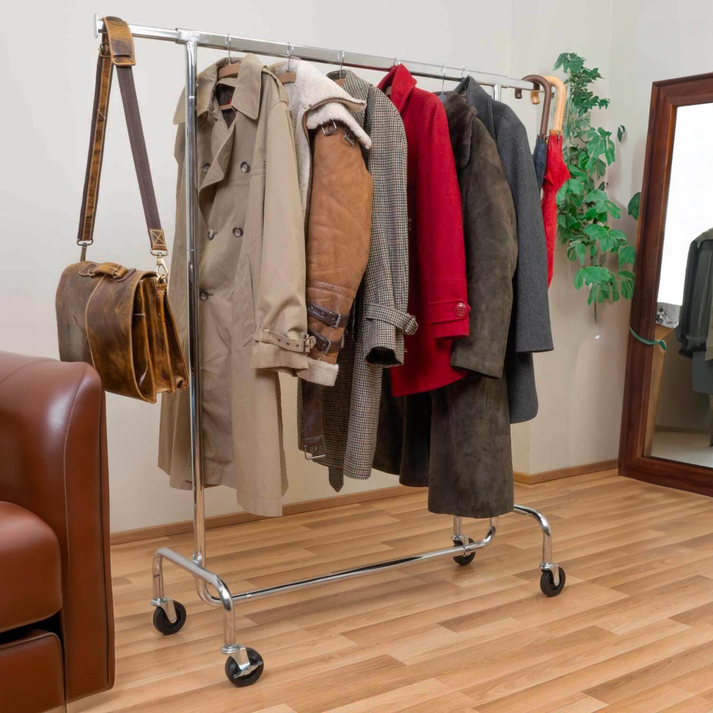 Heavy Duty Clothes Rail, 130 kg, Industrial Clothes Rail, Extendable Clothes Rail, Clothes Rail on Wheels, Tatkraft Didrik