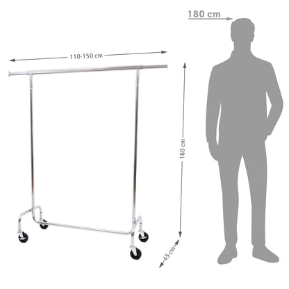 Heavy Duty Clothes Rail, 130 kg, Industrial Clothes Rail, Extendable Clothes Rail, Clothes Rail on Wheels, Tatkraft Didrik, 9