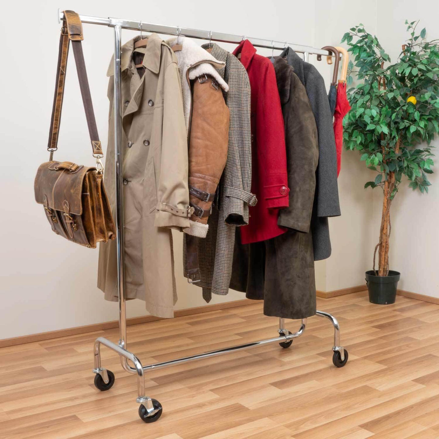 Heavy Duty Clothes Rail, 130 kg, Industrial Clothes Rail, Extendable Clothes Rail, Clothes Rail on Wheels, Tatkraft Didrik, 11