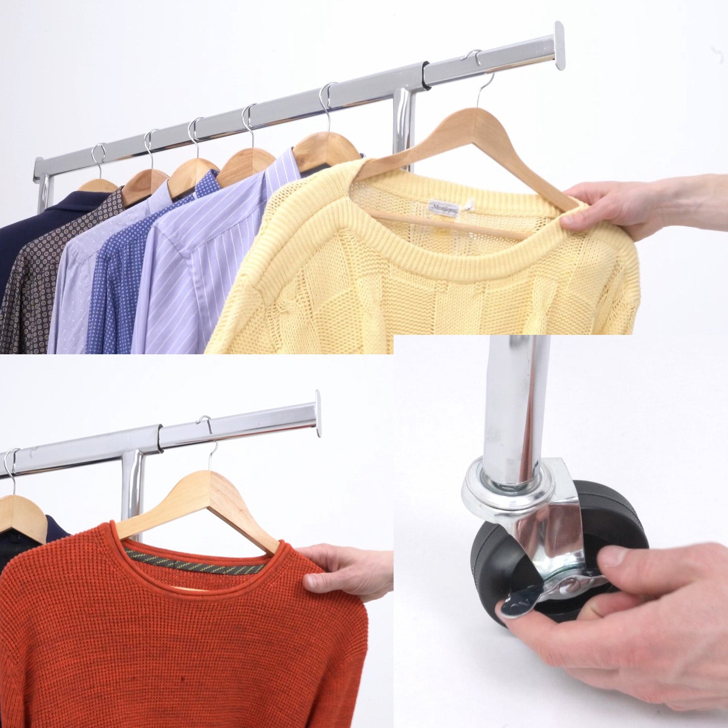 Heavy Duty Clothes Rail, 130 kg, Industrial Clothes Rail, Extendable Clothes Rail, Clothes Rail on Wheels, Tatkraft Didrik, 4