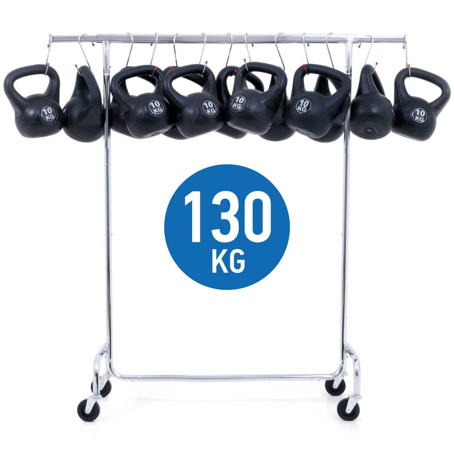 Heavy Duty Clothes Rail, 130 kg, Industrial Clothes Rail, Extendable Clothes Rail, Clothes Rail on Wheels, Tatkraft Didrik, 7