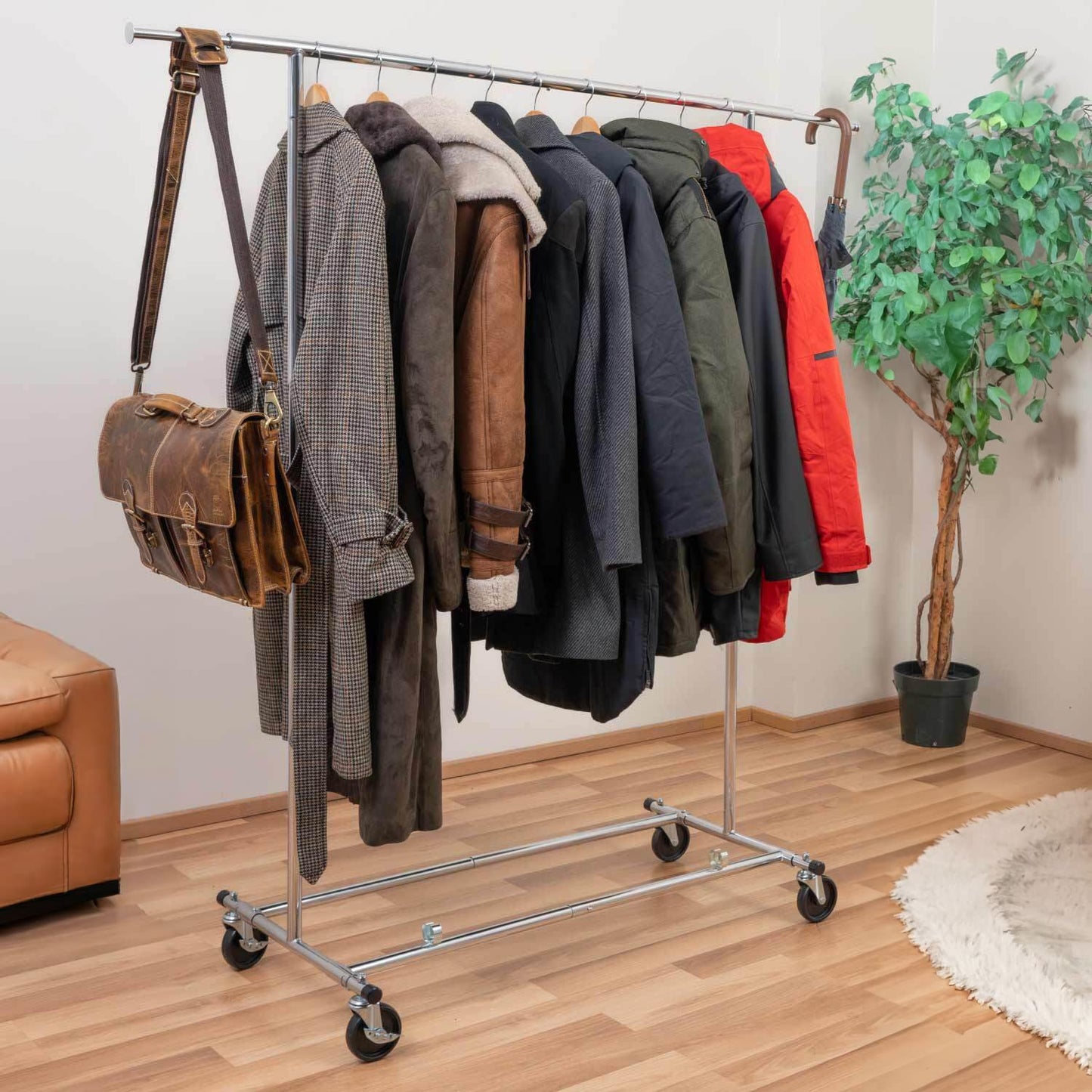 Clothes Rail, Heavy Duty Clothes Rail, Foldable, Extendable, 100 Kg Load Capacity,  Foldable, Extendable, Tatkraft Drogo, 4