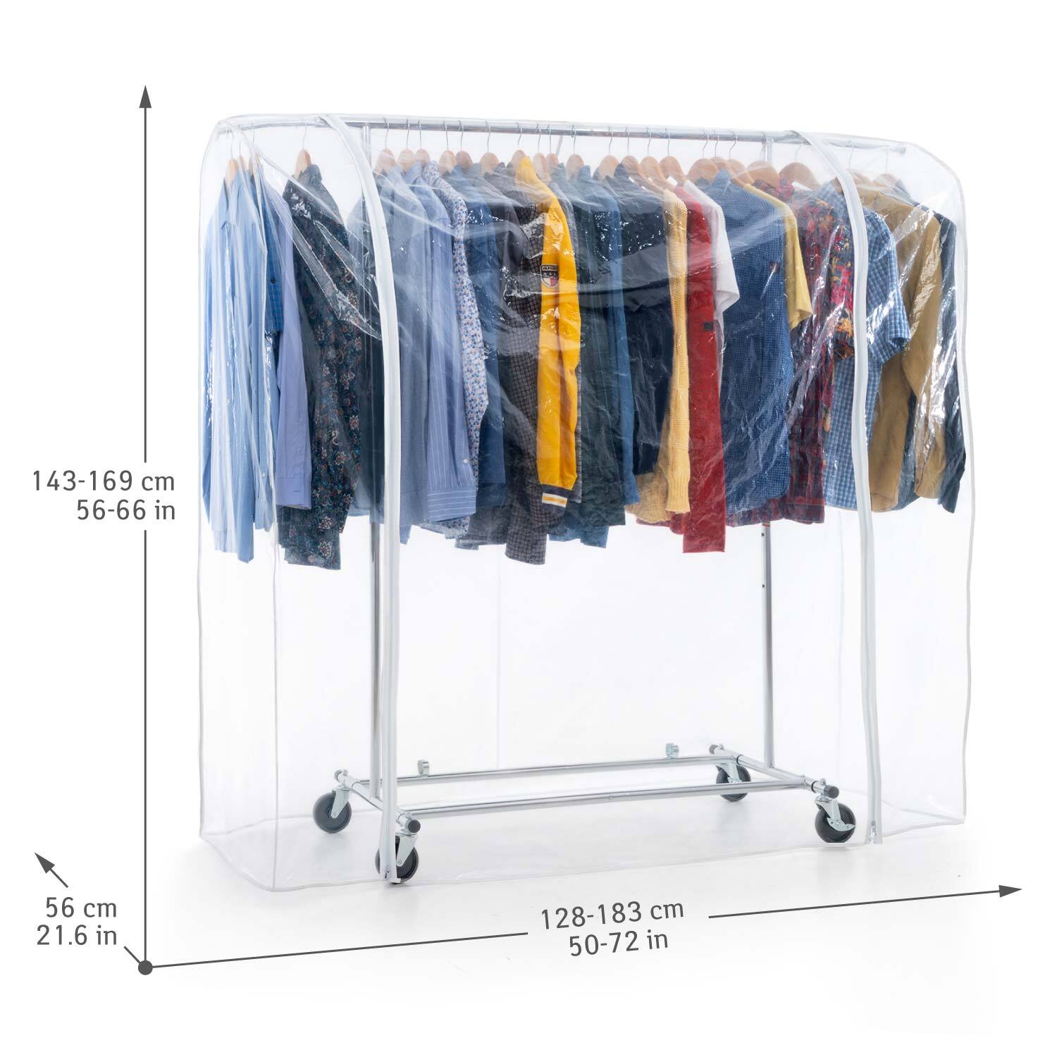 Heavy Duty Clothes Rail, Clothes Rail with Cover, Wardrobe on Wheels, 100 Kg Load Capacity, Tatkraft Drogo & Big, 11