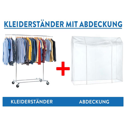 Heavy Duty Clothes Rail, Clothes Rail with Cover, Wardrobe on Wheels, 100 Kg Load Capacity, Tatkraft Drogo & Big, 1