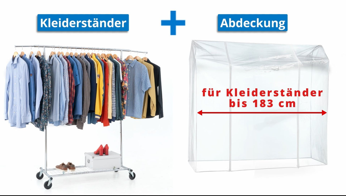 Heavy Duty Clothes Rail, with Shelf, Clothes Rail with Cover, Wardrobe on Wheels, 100 Kg Capacity, Tatkraft Duncan & Big, 10