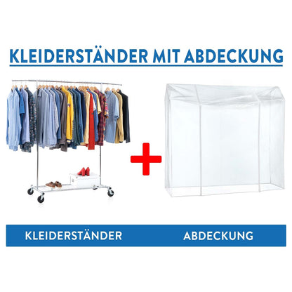 Heavy Duty Clothes Rail, with Shelf, Clothes Rail with Cover, Wardrobe on Wheels, 100 Kg Capacity, Tatkraft Duncan & Big, 1