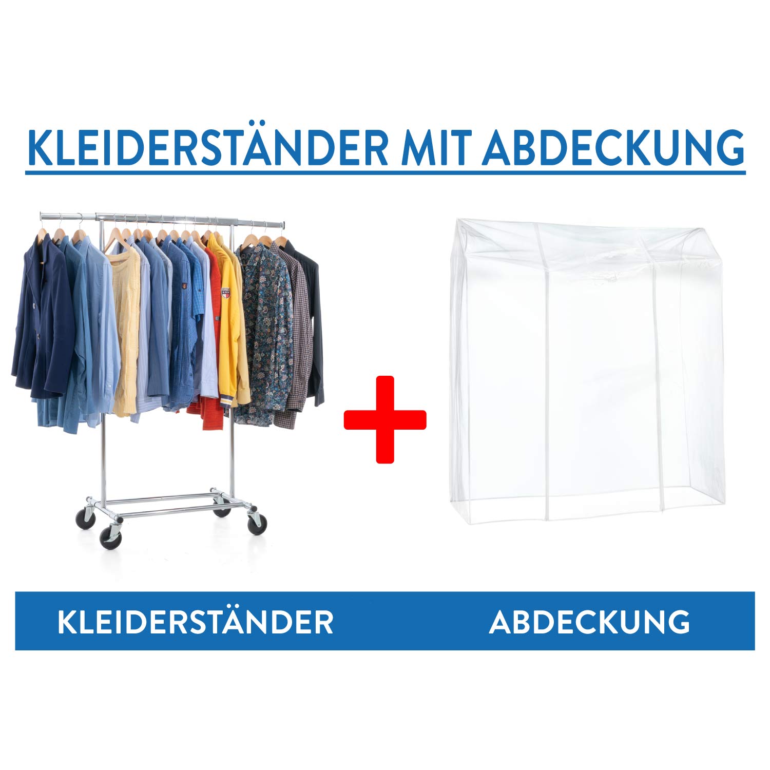 Heavy Duty Clothes Rail, Clothes Rail with Cover, Wardrobe on Wheels, 100 Kg Capacity, Tatkraft Darren & Protector, 1