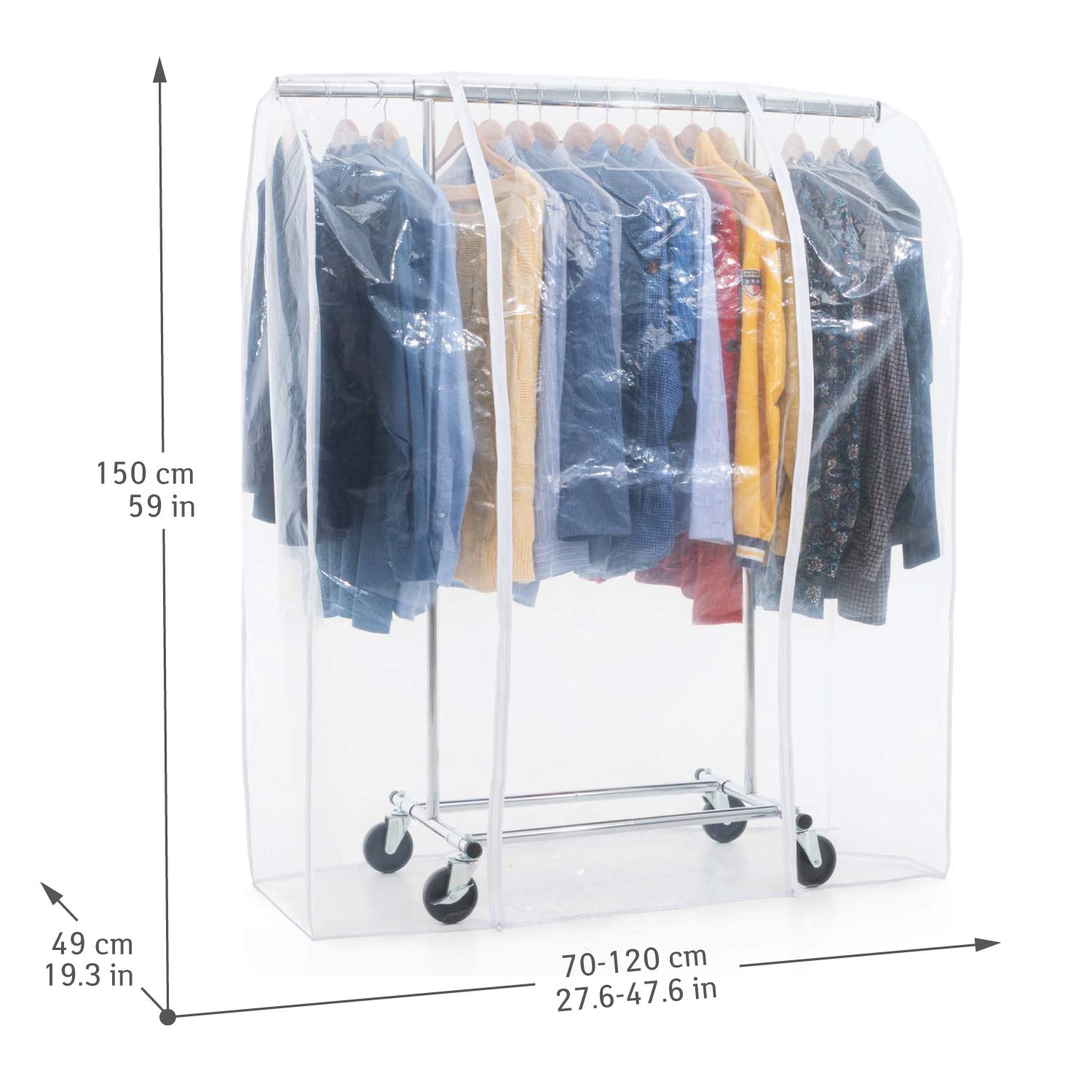 Heavy Duty Clothes Rail, Clothes Rail with Cover, Wardrobe on Wheels, 100 Kg Capacity, Tatkraft Darren & Protector, 5