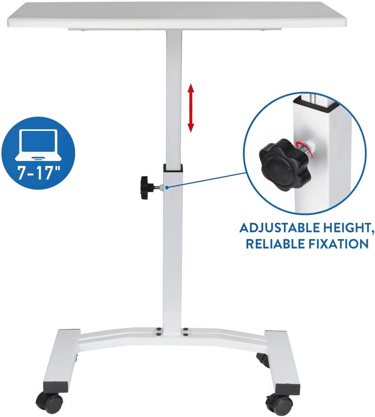 High Quality Mobile Laptop Stand Desk Adjustable Height 52-84cm 4 casters (with locking device), Tatkraft Cheer, 2