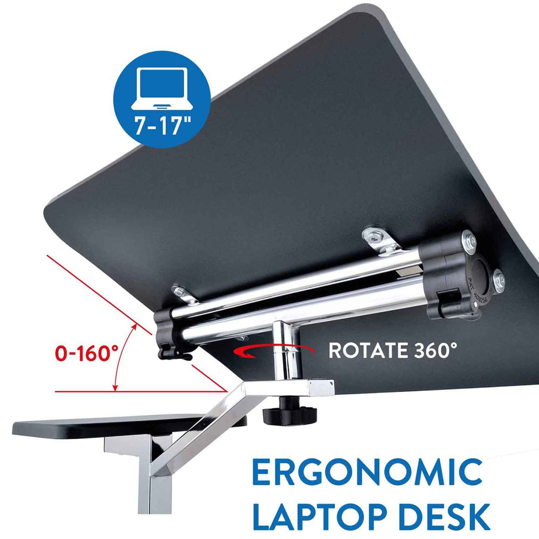 Laptop Table Desk with Mouse Board Portable Adjustable Folding Black Comfort in Any Position, Tatkraft Joy, 8