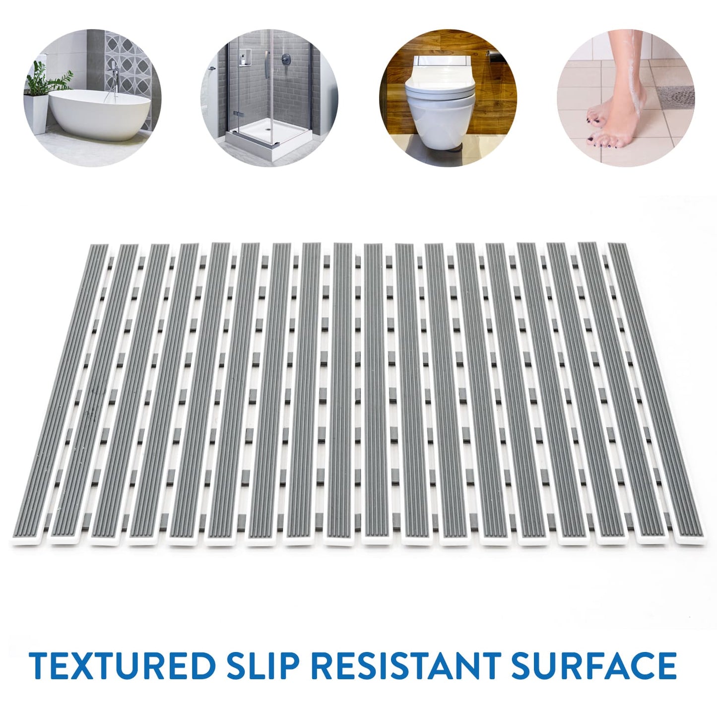 Non-Slip Bath Mat, 126 Reliable Suction Cups, Anti-Slip Surface, 62х40 cm, Tatkraft Bond, 4