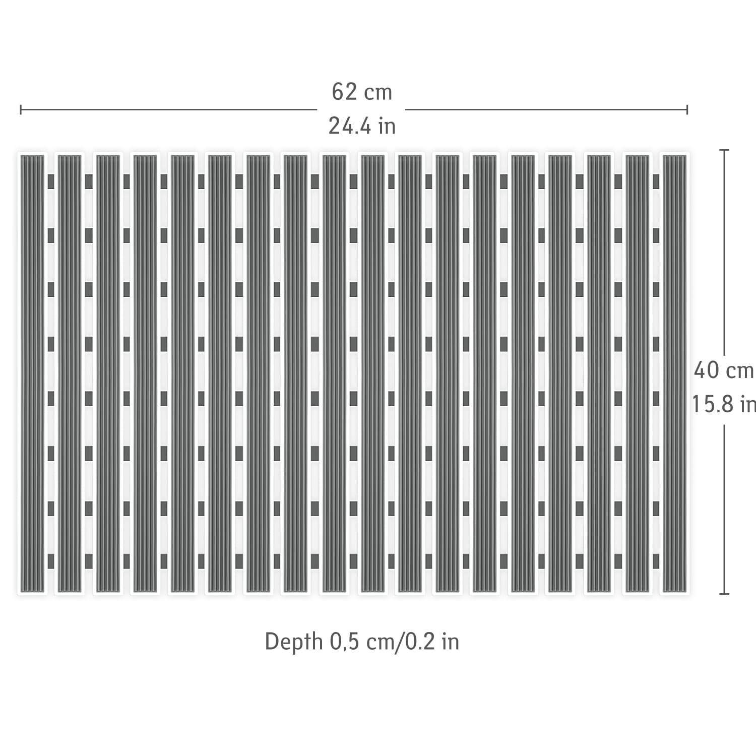 Non-Slip Bath Mat, 126 Reliable Suction Cups, Anti-Slip Surface, 62х40 cm, Tatkraft Bond, 6