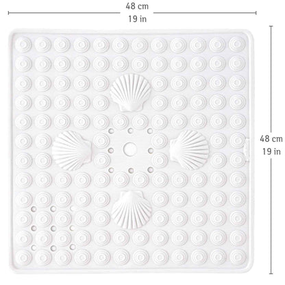 Non Slip Shower Mat, 48x48cm, Mildew Resistant, Machine Washable, White, Made in Italy, Tatkraft Shell, 5