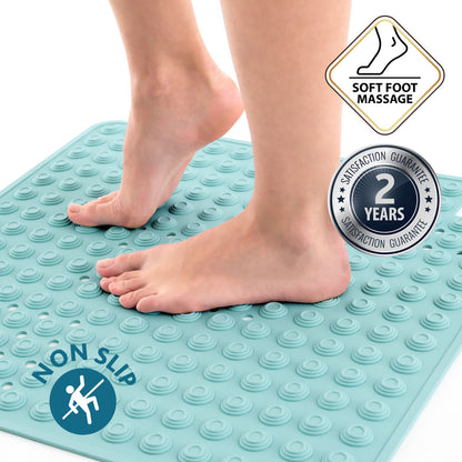 Non Slip Shower Mat, Heavy Duty Rubber, Made in Italy, Tatkraft Detail Blue, 1