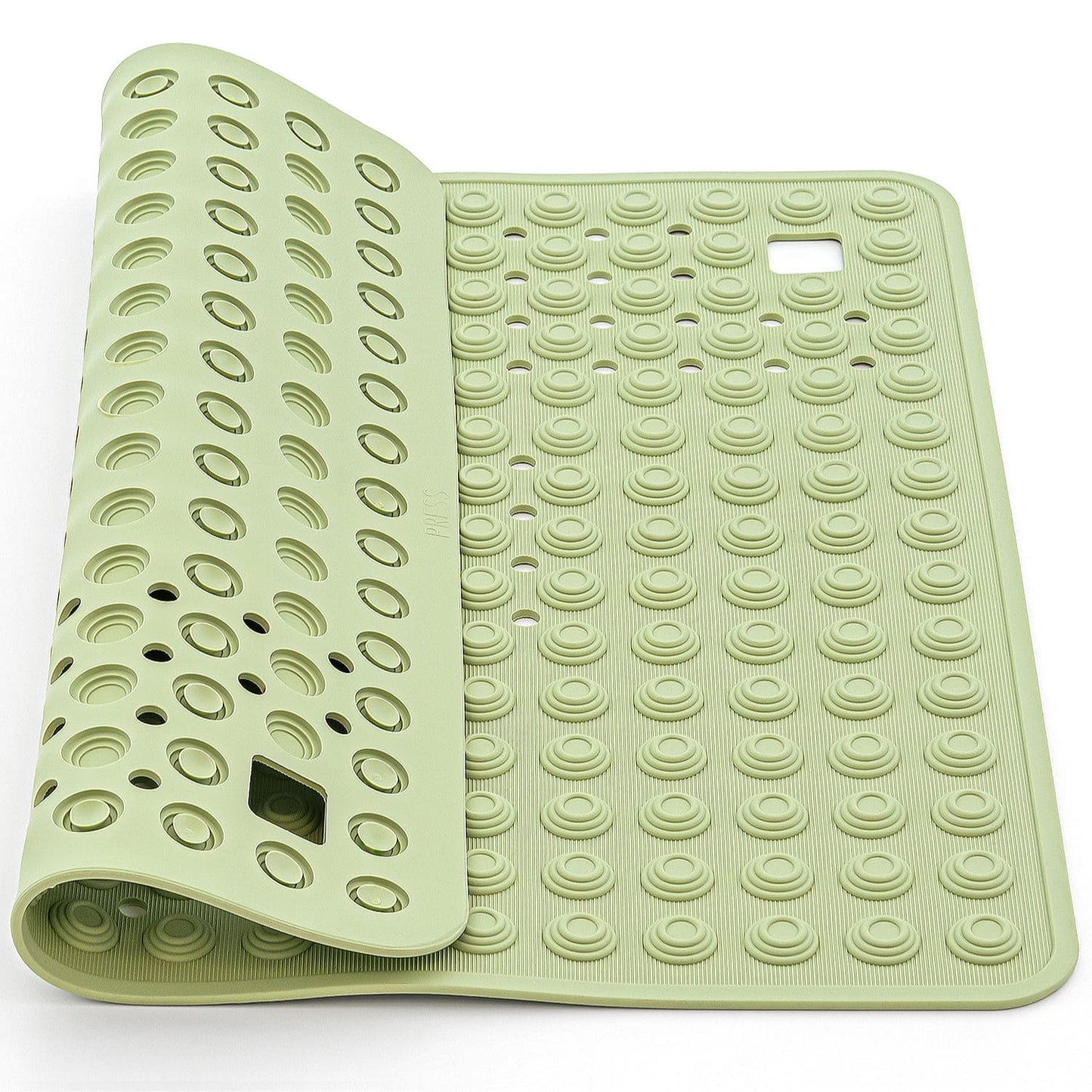 Non Slip Shower Mat, Heavy Duty Rubber, Made in Italy, 60x60cm, Tatkraft Detail Green