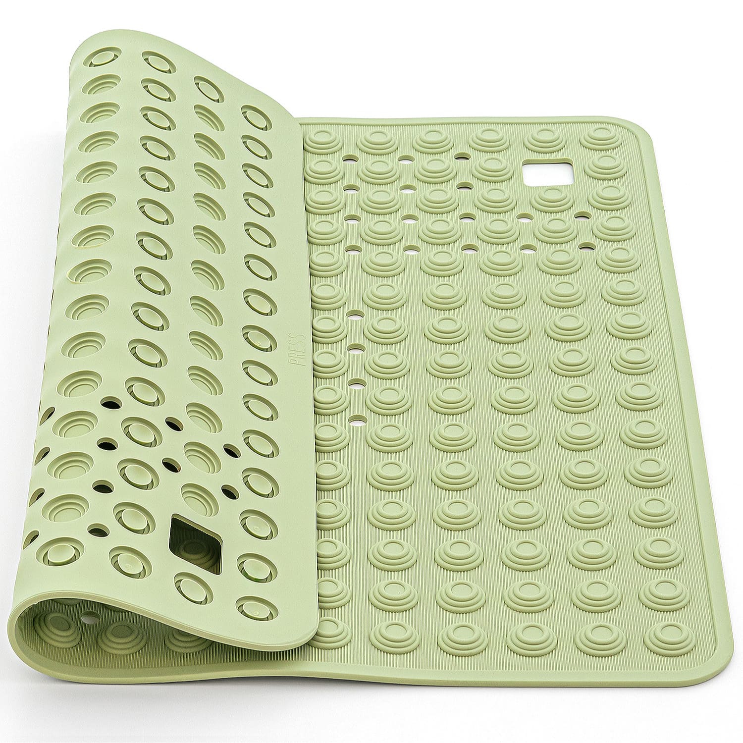 Non Slip Shower Mat, Heavy Duty Rubber, Made in Italy, 60x60cm, Tatkraft Detail Green