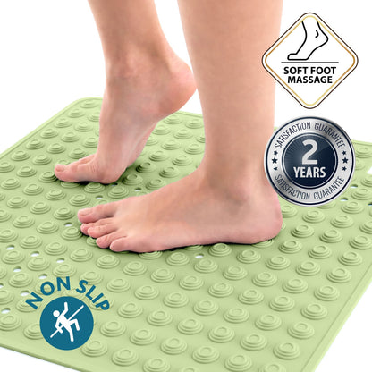 Non Slip Shower Mat, Heavy Duty Rubber, Made in Italy, 60x60cm, Tatkraft Detail Green, 1