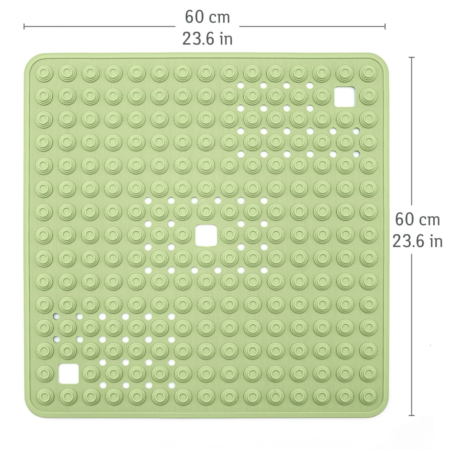 Non Slip Shower Mat, Heavy Duty Rubber, Made in Italy, 60x60cm, Tatkraft Detail Green, 2