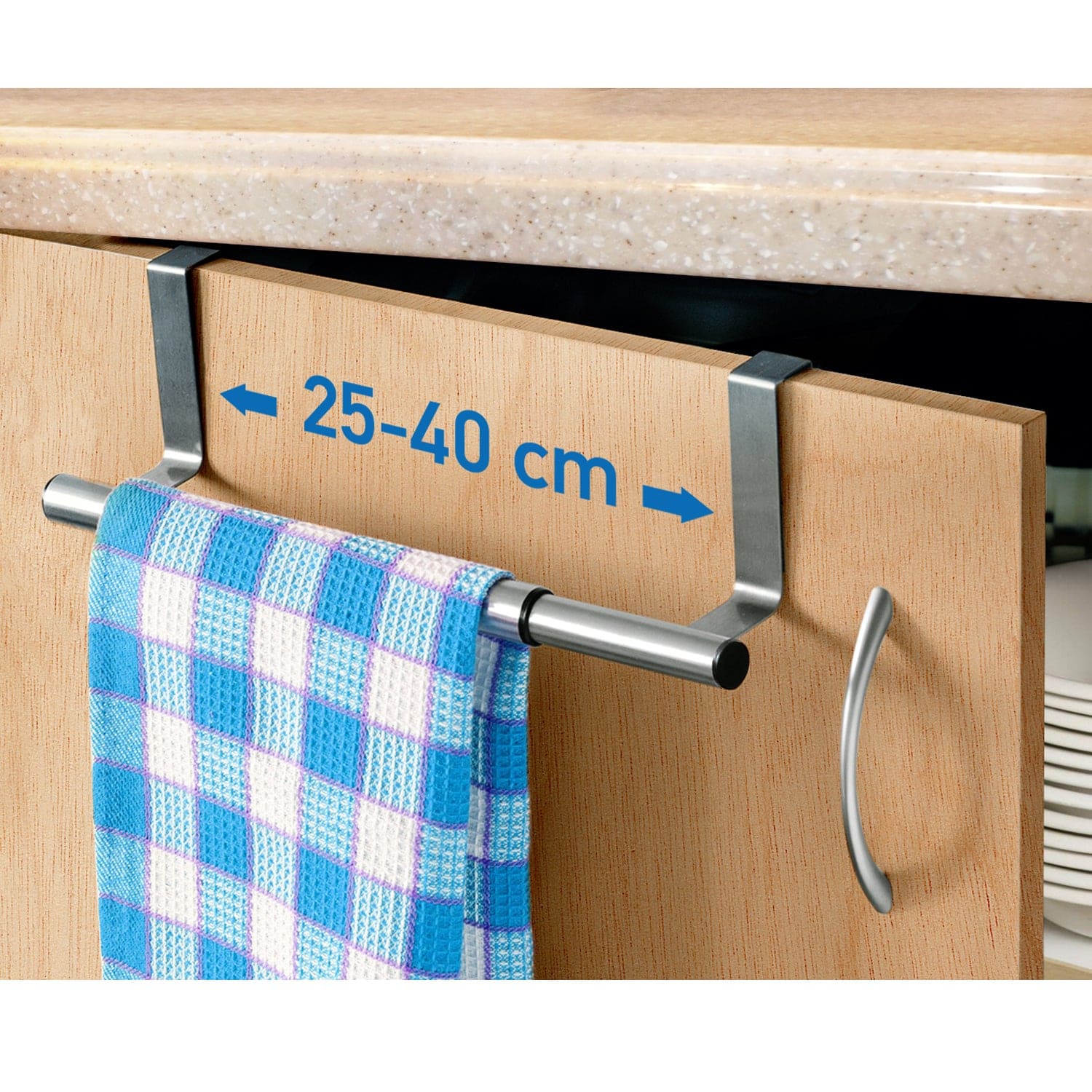 Extendable Over The Door Towel Rail, Stainless Steel, L25-40cm, Tatkraft Spread, 1