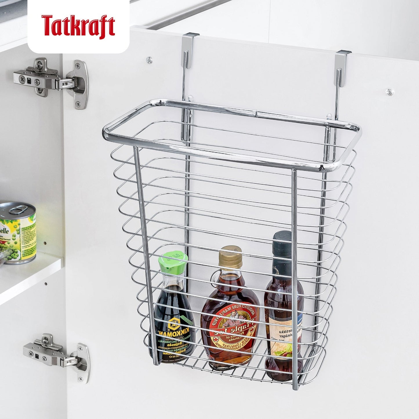 Over The Cabinet Door Waste Basket Or Storage Organizer, with detachable hooks, 10 L, Tatkraft Top, 2