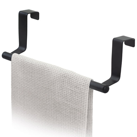 Over the Door Towel Rail, Towel Holder for Cupboard Drawer Cabinet, Kitchen and Bathroom, Tatkraft Horizon Black