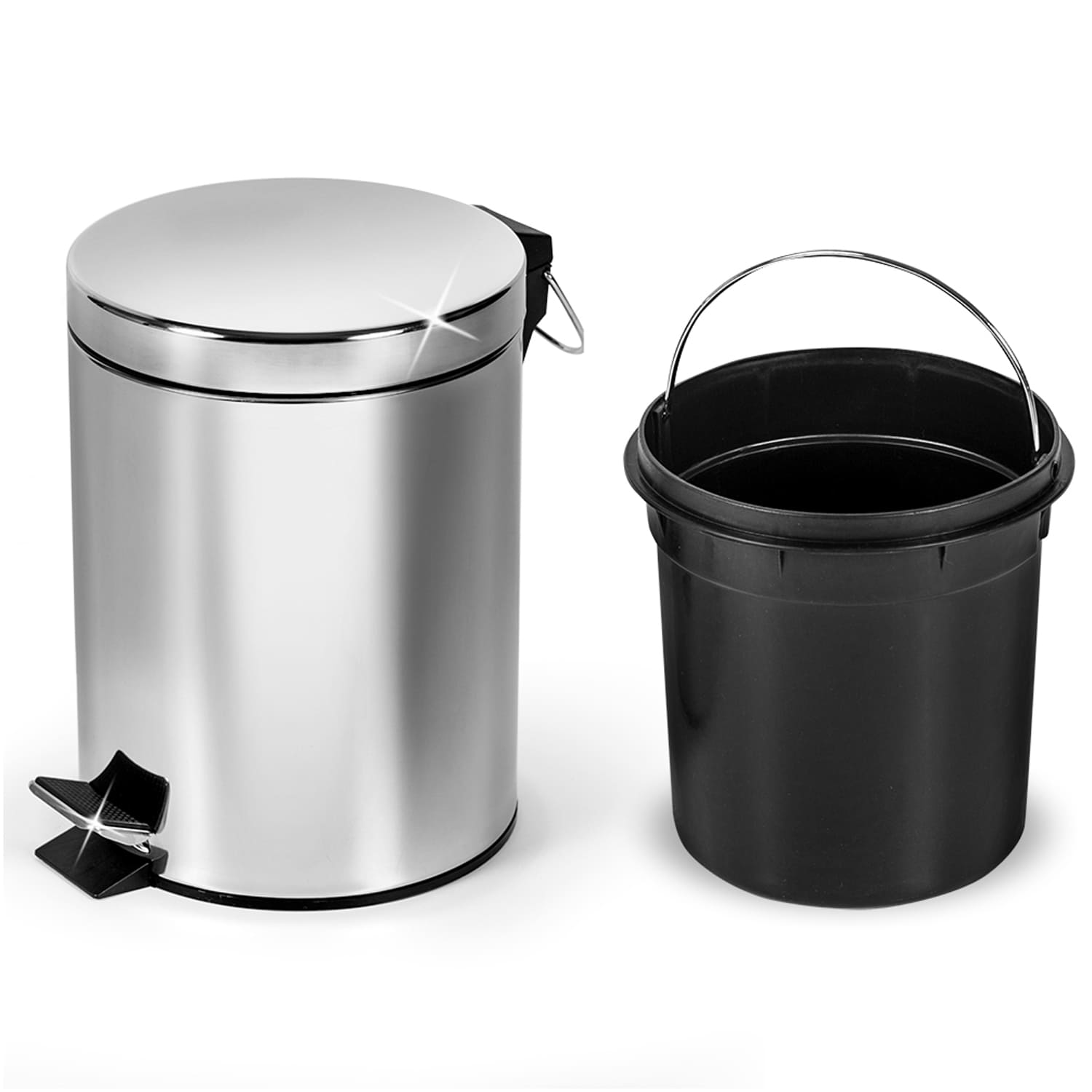 Stainless Steel Round Pedal Bin capacity 3L Shiny, art moon Moon, 2