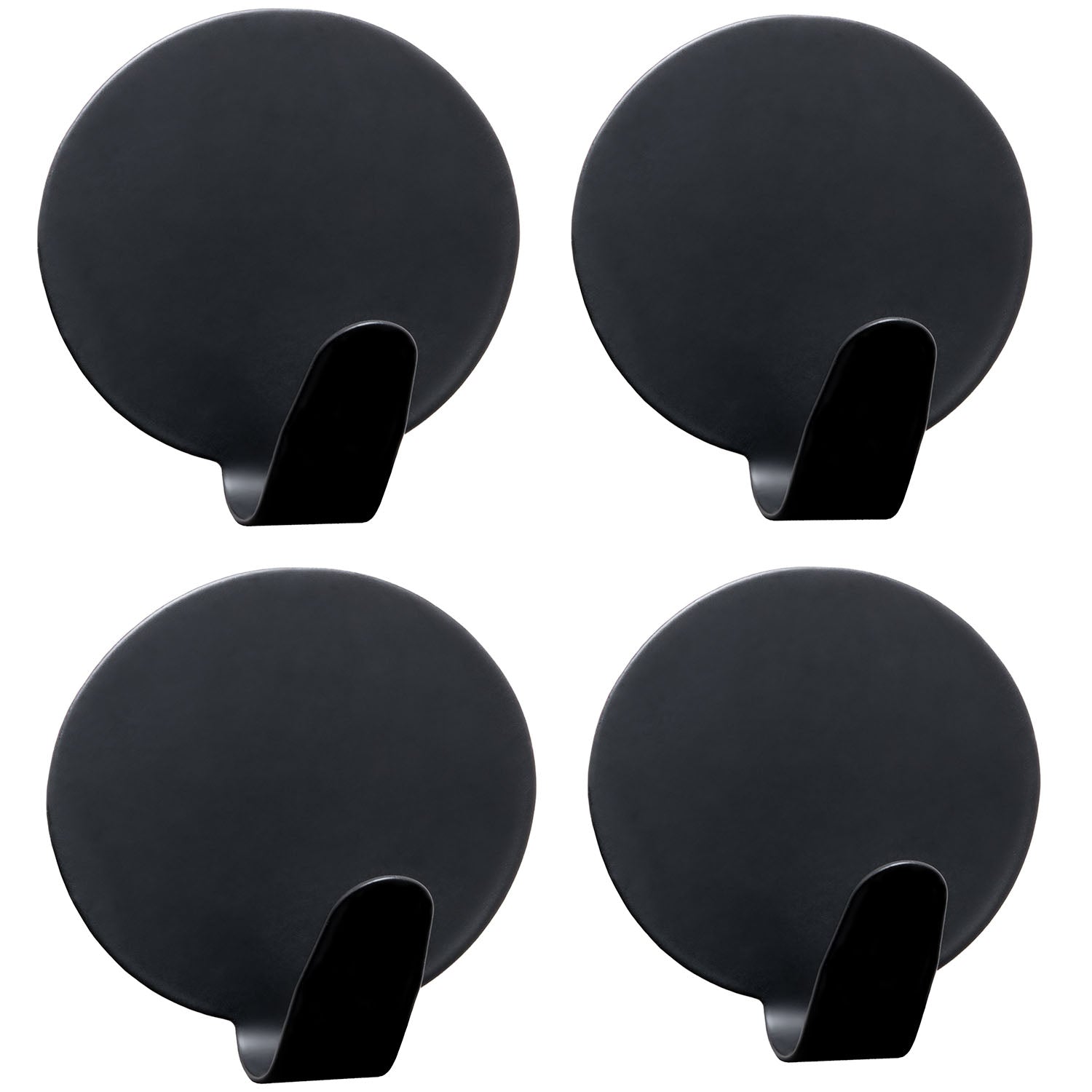 Black Self-Adhesive Hooks, Towel Holder, Set of 4, Tatkraft Crew