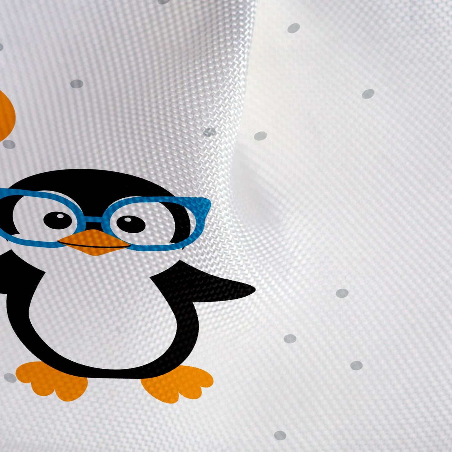 Shower Curtain Liner 180x180 cm, Textile. Waterproof. 12 plastic rings included, Tatkraft Funny Penguins, 4