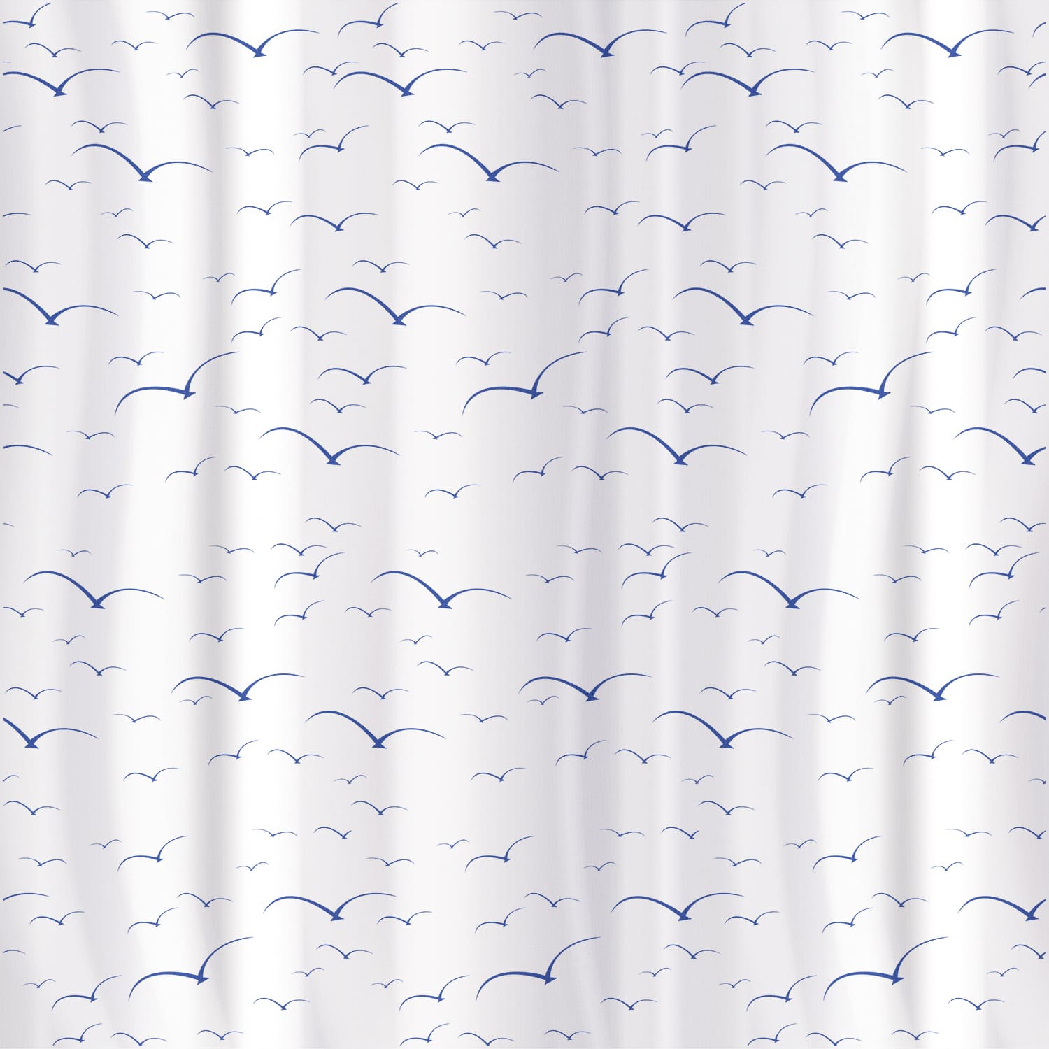 Shower Curtain 180x180cm Waterproof Textile Polyester 12 Oval Rings, Tatkraft Seagulls, 2