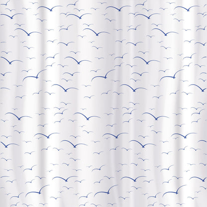 Shower Curtain 180x180cm Waterproof Textile Polyester 12 Oval Rings, Tatkraft Seagulls, 2