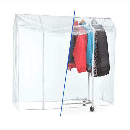 Clothes Rail Cover, Transparent, Protection from UV Dust, Dirt, Rays, Clear PVC Cover with 2 Zippers, Tatkraft Anwalt, 3