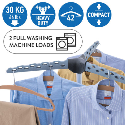 Sturdy Foldable Clothes Airer, Clothes Hanger Stand, Drying Rack, Max Capacity 30 kg, Tatkraft Pine, 4