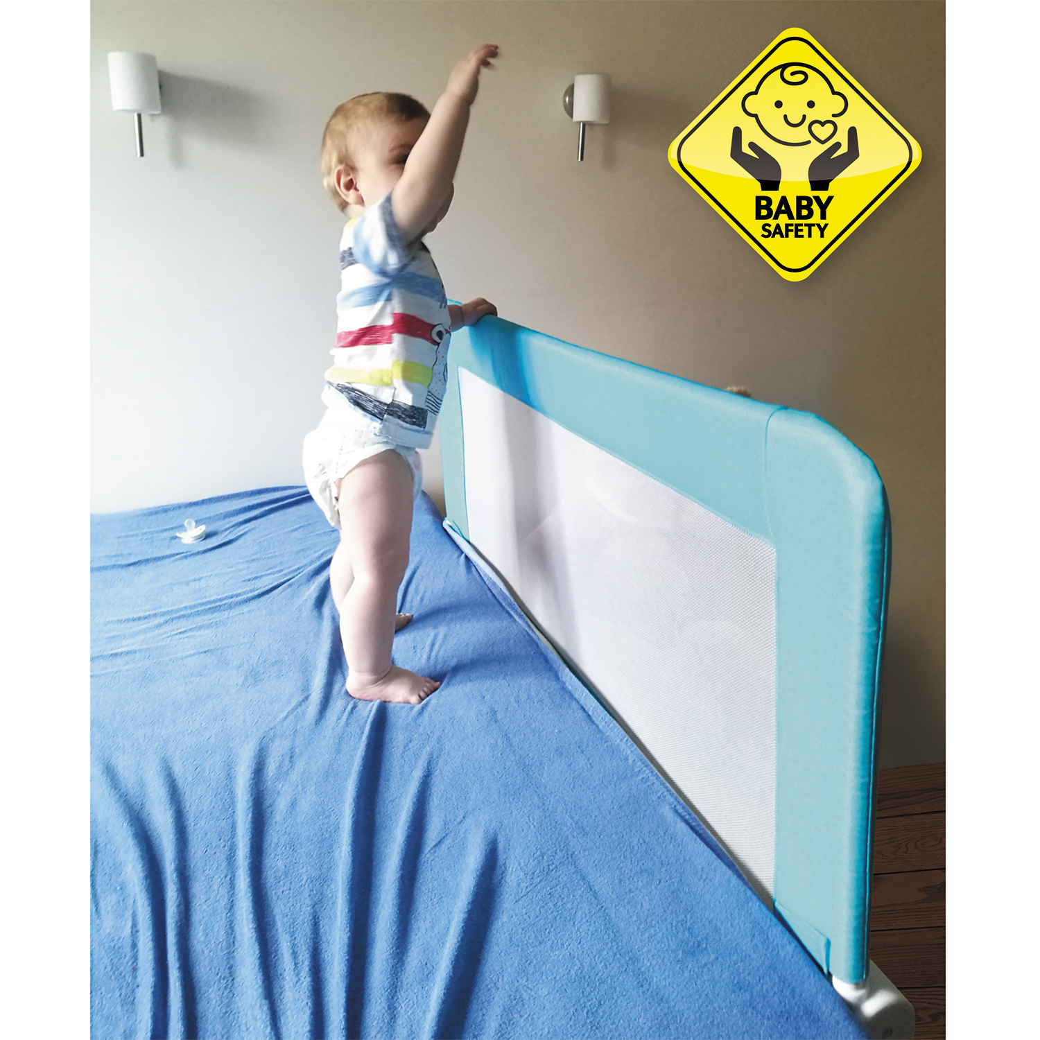 Tatkraft Guard Baby Bed Rail Foldable 120 cm Easy Fit Baby Safety Tall Bed Guard Rail for Toddlers/Kids/Children Pink Color Sturdy and Solid 