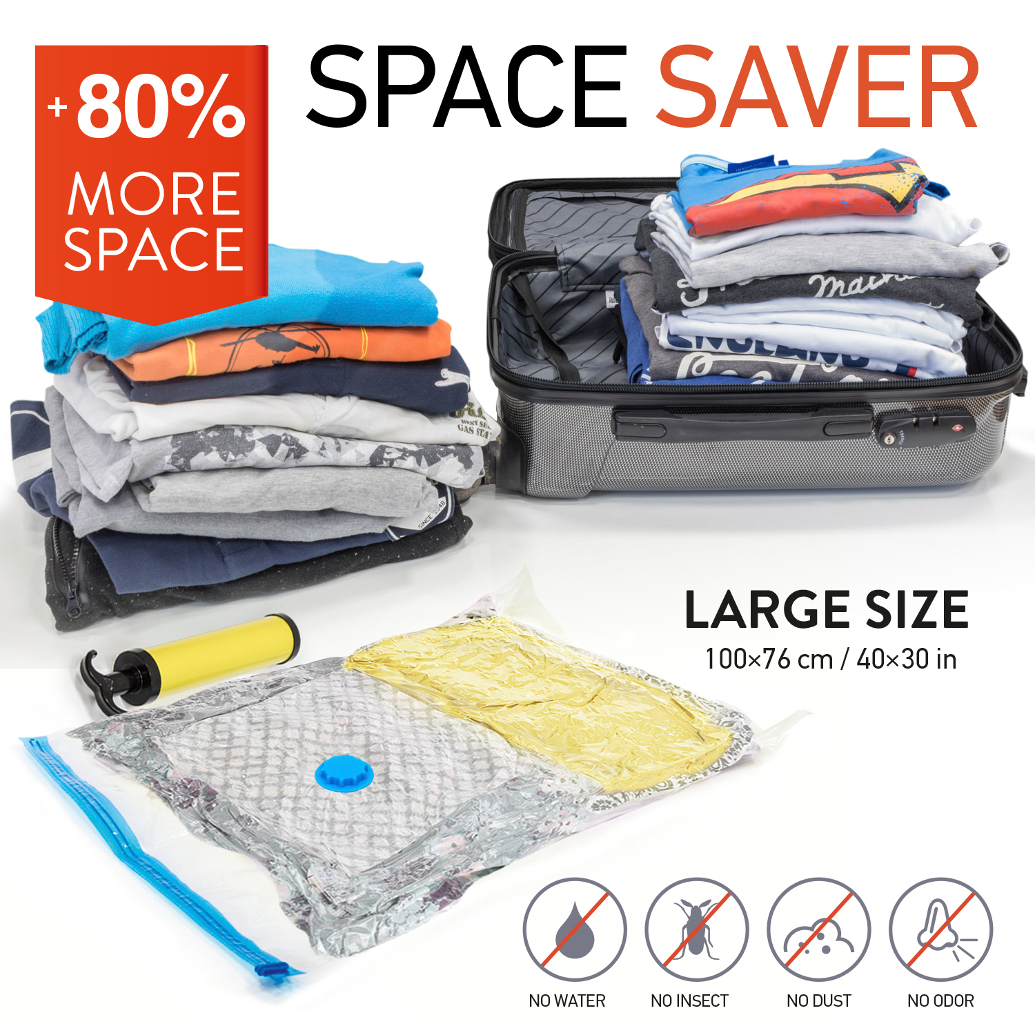 Vacuum Storage Bags Space Saver 80% More Compression