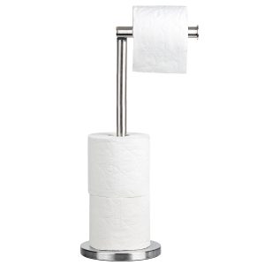 Stand for Kitchen Tissues Sturdy Base Rustproof Stainless Steel Storage for 4 Spare Toilet Paper Rolls Tatkraft Carol Free Standing Toilet Roll Holder Stand