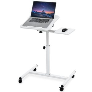 Very Sturdy and Adjustable Tatkraft Like White Portable Adjustable Laptop Stand with Mouse Pad Comfortable Table Tray for Home and Office Rolling Laptop Stand Ergonomic Laptop Desk Table 